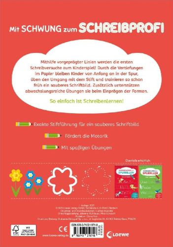 Buchcover und Innenansicht für das Buch: Schreiben lernen mit Spurrillen - Schreibvorübungen