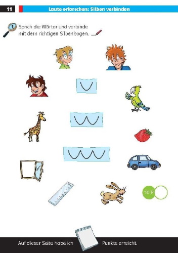 Buchcover und Innenansicht für das Buch: Die drei ??? Kids: Mein Deutschblock 1. Klasse