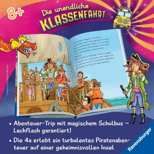 Buchcover und Innenansicht für das Buch: Die unendliche Klassenfahrt - Der Schatz auf der Dreizack-Insel