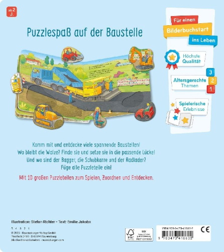 Buchcover und Innenansicht für das Buch: Mein großes Puzzle-Spielbuch - Baustelle