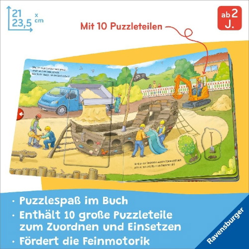 Buchcover und Innenansicht für das Buch: Mein großes Puzzle-Spielbuch - Baustelle