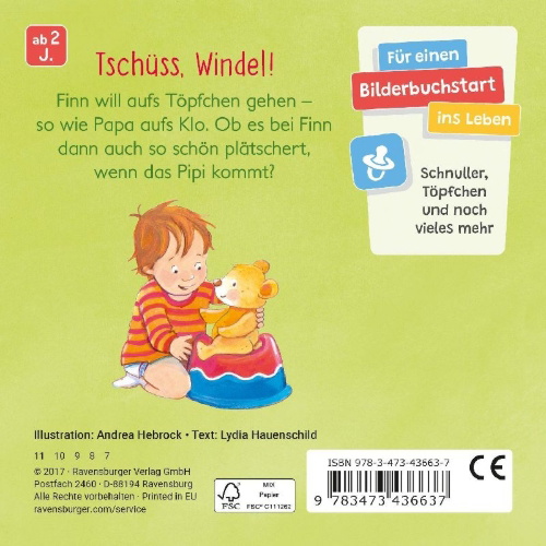 Buchcover und Innenansicht für das Buch: Finn geht aufs Töpfchen