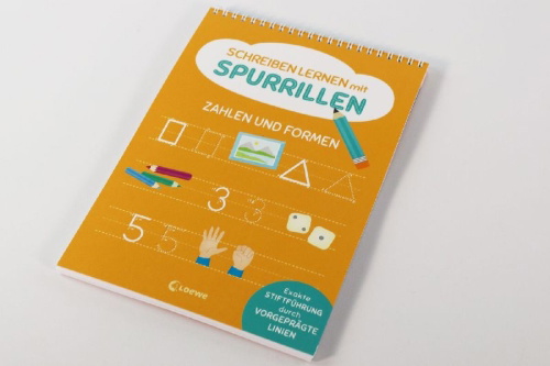 Buchcover und Innenansicht für das Buch: Schreiben lernen mit Spurrillen - Zahlen und Formen