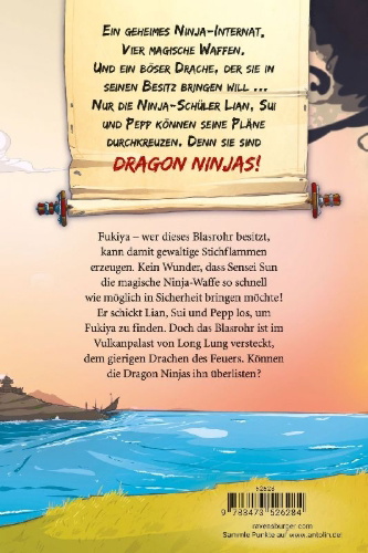 Buchcover und Innenansicht für das Buch: Dragon Ninjas, Band 2 - Der Drache des Feuers