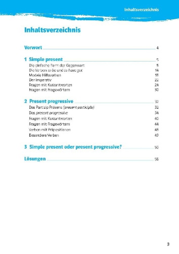 Buchcover und Innenansicht für das Buch: Klett 10-Minuten-Training Englisch Simple Present und Present Progressive 5. Klasse