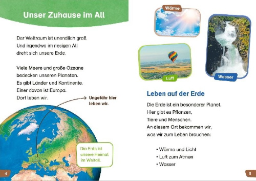 Buchcover und Innenansicht für das Buch: WAS IST WAS Erstes Lesen easy! Entdecke unsere Erde