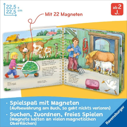 Buchcover und Innenansicht für das Buch: Mein großes Magnetbuch - Wer füttert wen?