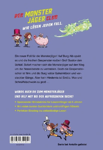 Buchcover und Innenansicht für das Buch: Der Monsterjäger-Club 2 - Spuk auf Burg Alb
