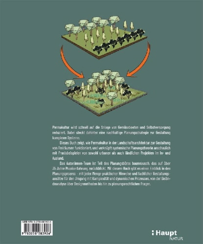 Buchcover und Innenansicht für das Buch: Planungspraxis Permakultur