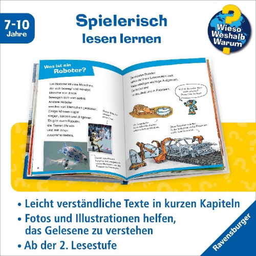 Buchcover und Innenansicht für das Buch: Wieso? Weshalb? Warum? Erstleser, Band 14 - Roboter