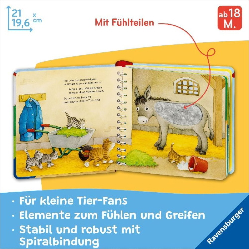 Buchcover und Innenansicht für das Buch: Mein erstes großes Tier-Fühlbuch