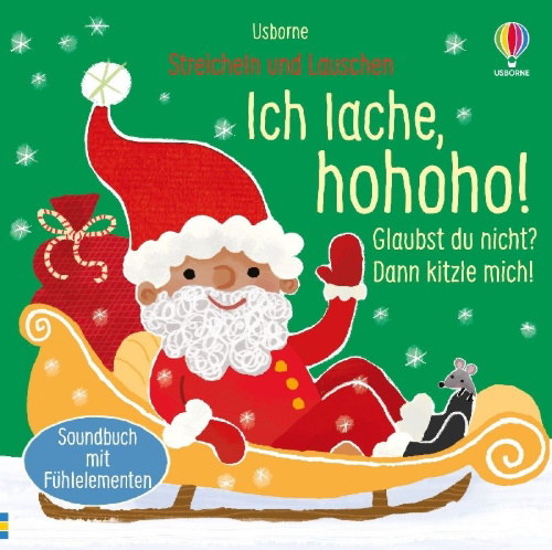 Buchcover und Innenansicht für das Buch: Streicheln und Lauschen: Ich lache, hohoho! Glaubst du nicht? Dann kitzle mich!