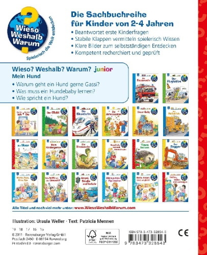 Buchcover und Innenansicht für das Buch: Wieso? Weshalb? Warum? junior, Band 41: Mein Hund
