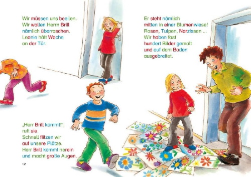 Buchcover und Innenansicht für das Buch: Leselöwen -  Die schönsten Silbengeschichten von Schulfreunden zum Lesenlernen