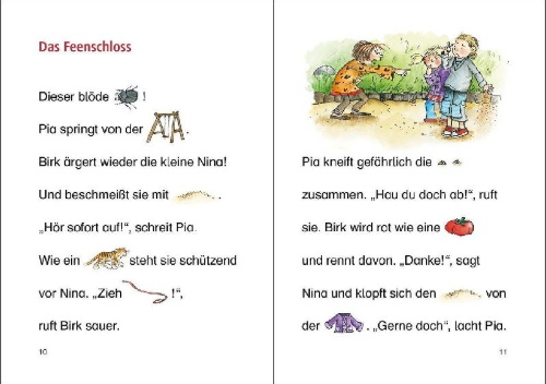 Buchcover und Innenansicht für das Buch: Lesenlernen in 3 Schritten - Die schönsten Feengeschichten