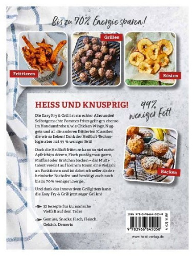 Buchcover und Innenansicht für das Buch: Tefal: Heißluftfritteuse Easy Fry & Grill Kochbuch und Rezeptbuch