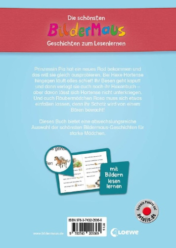 Buchcover und Innenansicht für das Buch: Die schönsten Bildermaus-Geschichten zum Lesenlernen für starke Mädchen