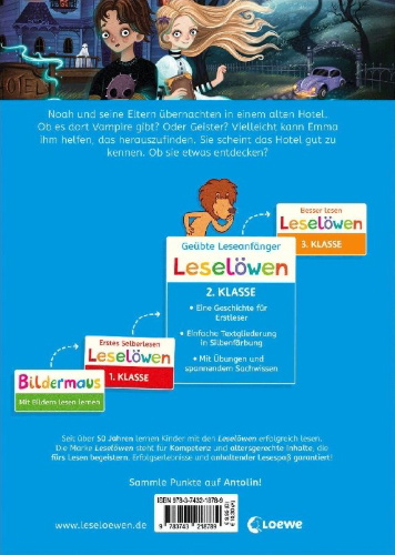 Buchcover und Innenansicht für das Buch: Leselöwen 2. Klasse - Willkommen im Grusel-Hotel