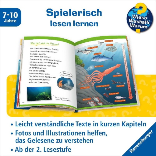 Buchcover und Innenansicht für das Buch: Wieso? Weshalb? Warum? Erstleser, Band 8: Ozeane