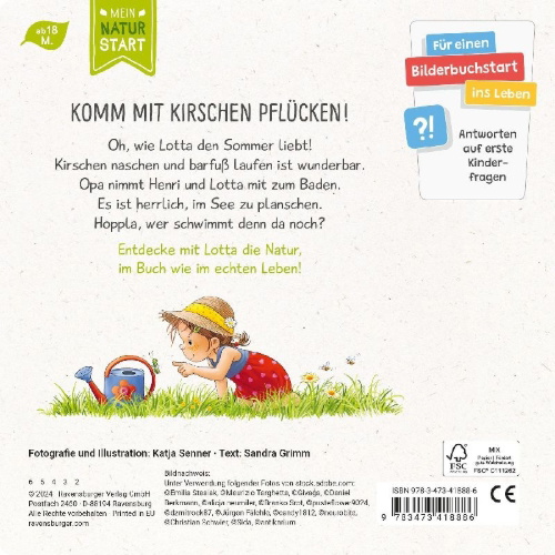 Buchcover und Innenansicht für das Buch: Lotta entdeckt die Welt: Im Sommer