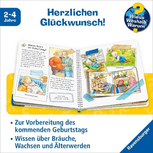 Buchcover und Innenansicht für das Buch: Wieso? Weshalb? Warum? junior, Band 27: Wir feiern Geburtstag