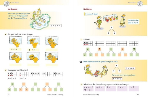 Buchcover und Innenansicht für das Buch: Lernen mit Teo und Tia Mathematik - 1. Klasse Volksschule