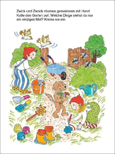 Buchcover und Innenansicht für das Buch: 100 Mal- und Logikspiele für die Vorschule