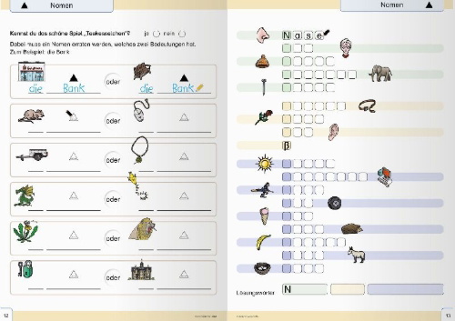 Buchcover und Innenansicht für das Buch: Mein Grammatikheft 1/2 für die 1. und 2. Klasse