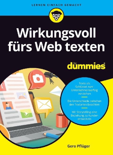 Buchcover und Innenansicht für das Buch: Wirkungsvoll fürs Web texten für Dummies