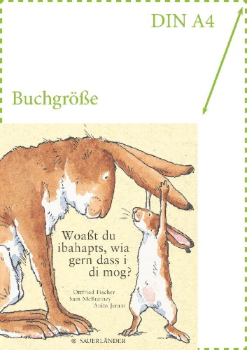 Buchcover und Innenansicht für das Buch: Woaßt du ibahapts, wia gern dass i di mog?