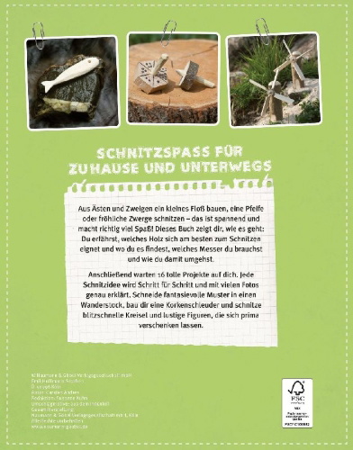 Buchcover und Innenansicht für das Buch: Tolle Schnitzereien I Schnitzbuch für Kinder ab 8 Jahren