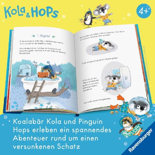 Buchcover und Innenansicht für das Buch: Huxley and Flapjack - Trouble at Sea