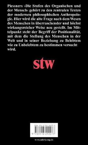 Buchcover und Innenansicht für das Buch: Die Stufen des Organischen und der Mensch. Einleitung in die philosophische Anthropologie