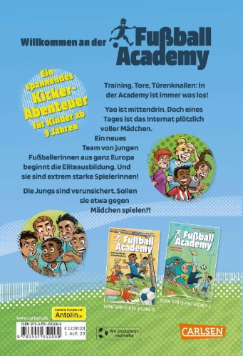 Buchcover und Innenansicht für das Buch: Fußball Academy 3: Eine große Überraschung