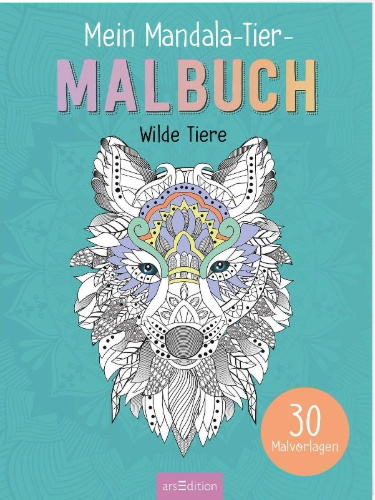 Buchcover und Innenansicht für das Buch: Mein Mandala-Tier-Malbuch - Wilde Tiere