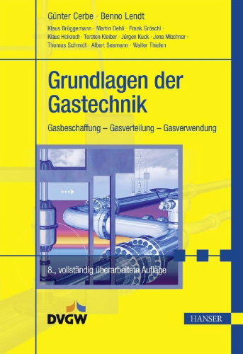 Buchcover und Innenansicht für das Buch: Grundlagen der Gastechnik