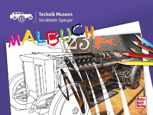 Buchcover und Innenansicht für das Buch: Museum Sinsheim - Speyer Malbuch