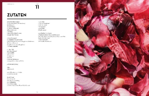 Buchcover und Innenansicht für das Buch: Kochen nach Farben. 12 Farben - 12 Menüs