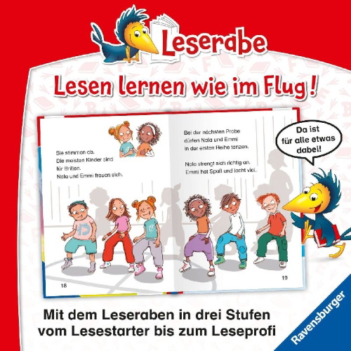 Buchcover und Innenansicht für das Buch: Leserabe 1. Lesestufe - Emmi und Nala im Tanz-Fieber