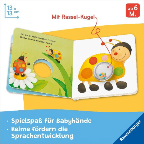 Buchcover und Innenansicht für das Buch: Meine bunten Ri-Ra-Rasseltiere