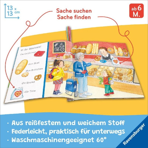 Buchcover und Innenansicht für das Buch: Mein Knuddel-Knautsch-Buch - Sachen suchen. Beim Einkaufen