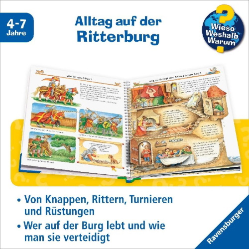 Buchcover und Innenansicht für das Buch: Wieso? Weshalb? Warum?, Band 11: Wir entdecken die Ritterburg
