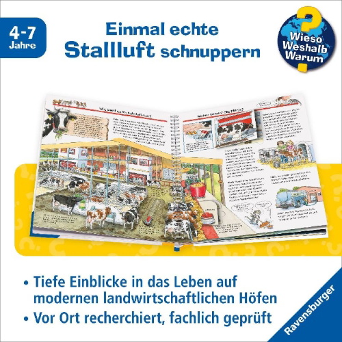 Buchcover und Innenansicht für das Buch: Wieso? Weshalb? Warum?, Band 3: Alles über den Bauernhof