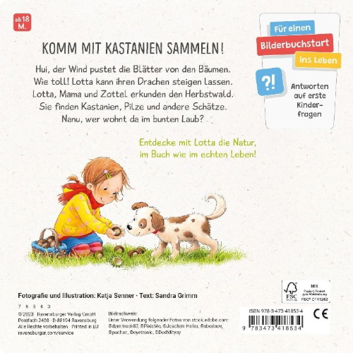 Buchcover und Innenansicht für das Buch: Lotta entdeckt die Welt: Im Herbst