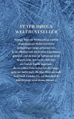 Buchcover und Innenansicht für das Buch: Froken Smillas fornemmelse for sne