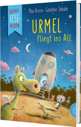 Buchcover und Innenansicht für das Buch: Kleine Lesehelden: Urmel fliegt ins All