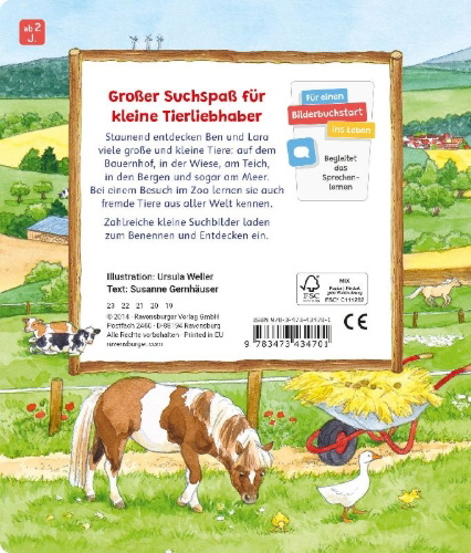 Buchcover und Innenansicht für das Buch: Sachen suchen: Bei den Tieren