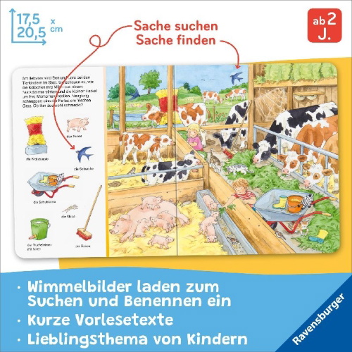 Buchcover und Innenansicht für das Buch: Sachen suchen: Bei den Tieren