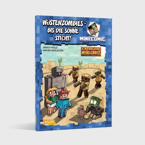 Buchcover und Innenansicht für das Buch: Wüstenzombies - bis die Sonne sticht! Für Fans von Minecraft