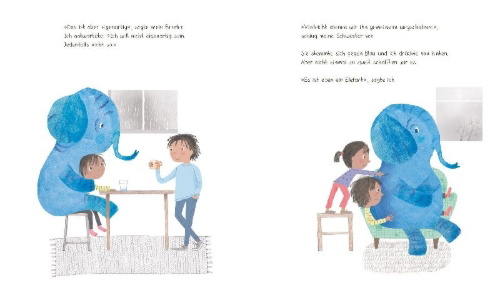 Buchcover und Innenansicht für das Buch: Mein Elefant ist traurig - Ein bestärkendes Buch für weniger gute Tage